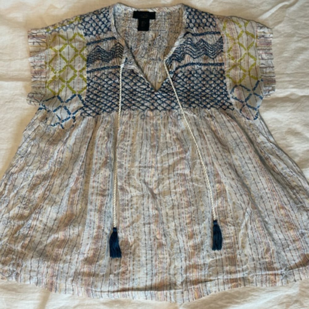 RACHEL ROY: Shimmer Flutter Striped Peasant Blouse